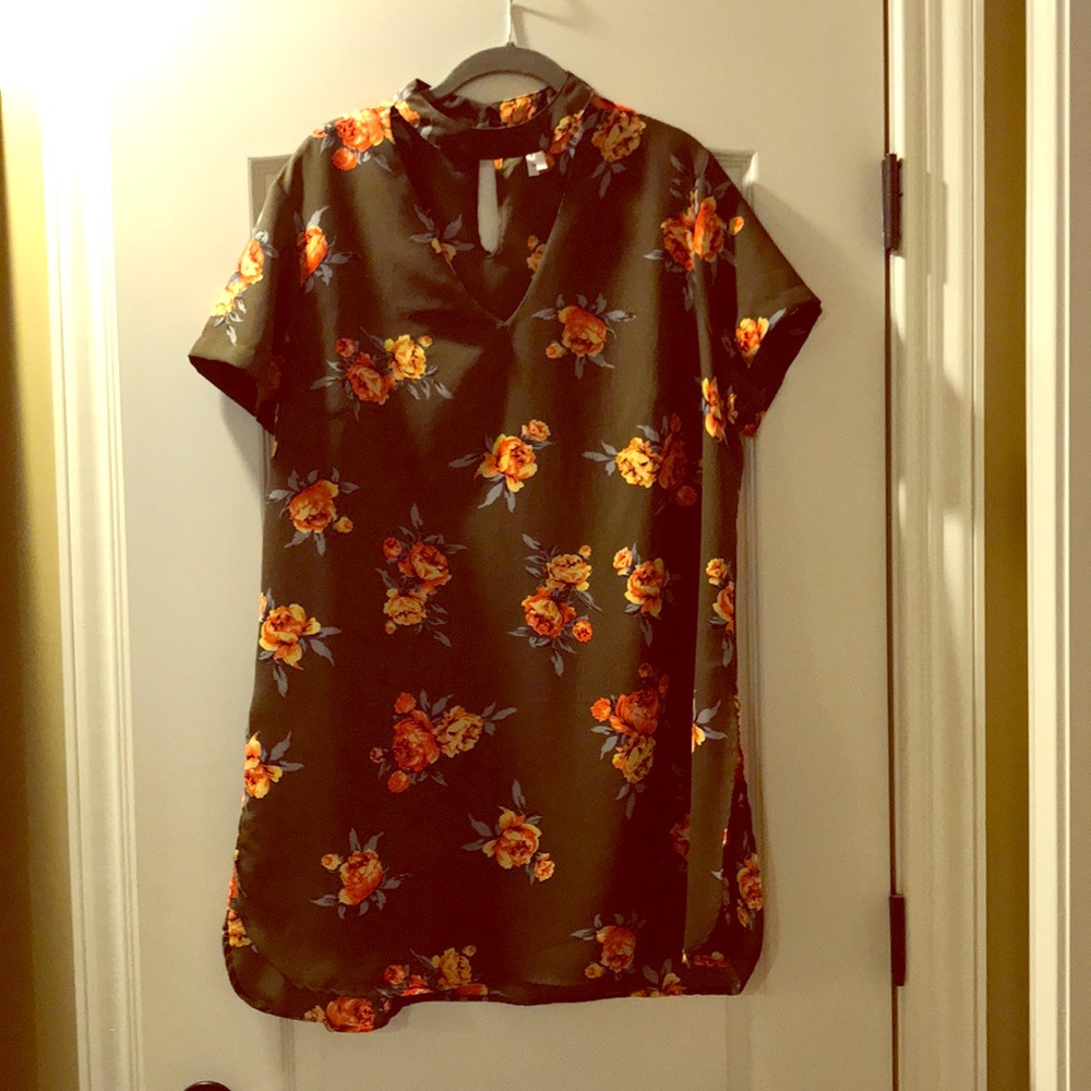 Floral sheer tunic